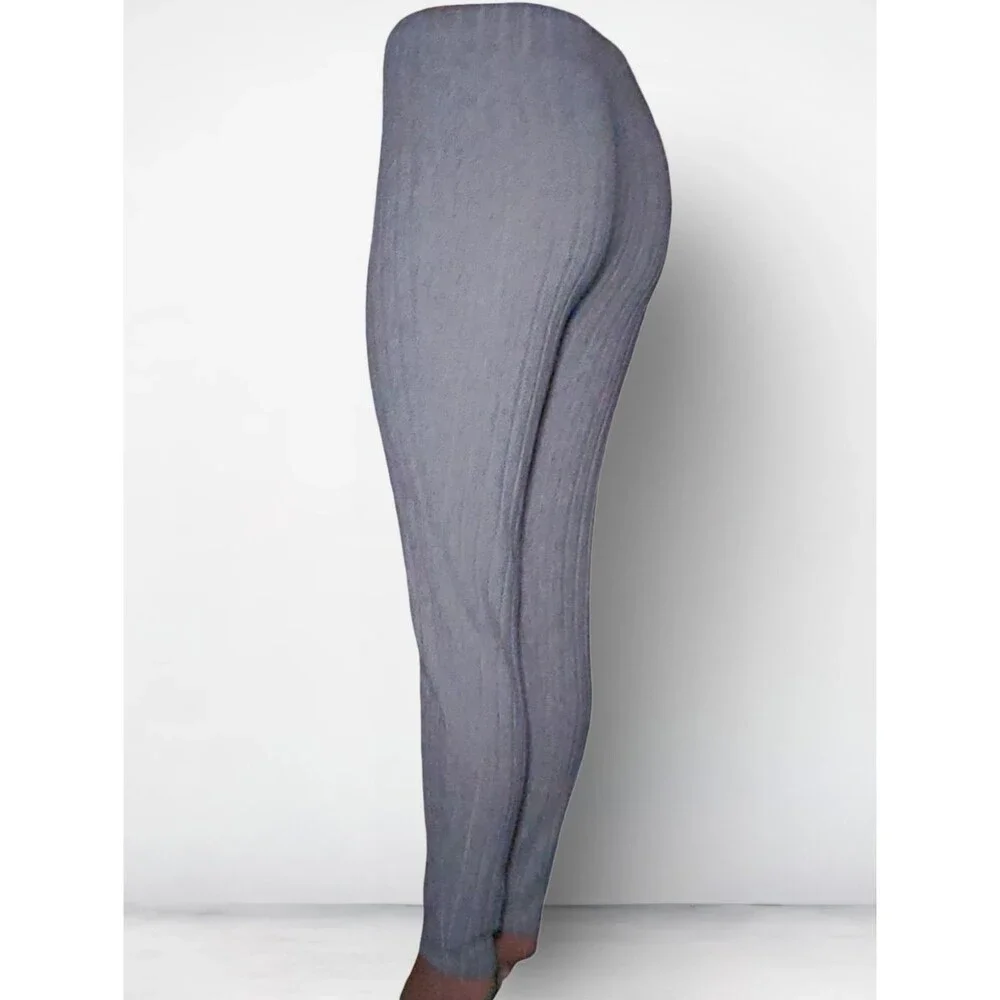 Gray Black Red Ankle Leggings XL Knit Polyester Spandex Elastic Waist Set Basics